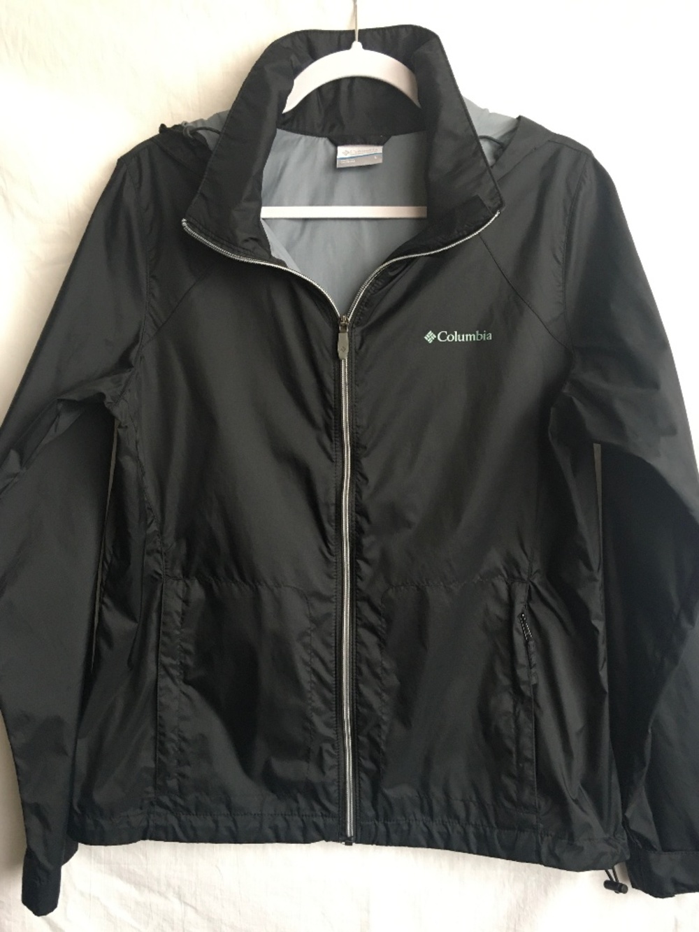 COLUMBIA Switchback Nylon Rain Jacket Black Size Large